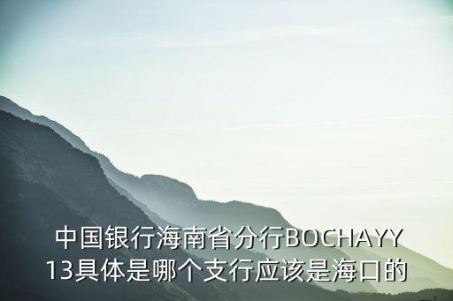  中國銀行海南省分行BOCHAYY13具體是哪個(gè)支行應(yīng)該是海口的