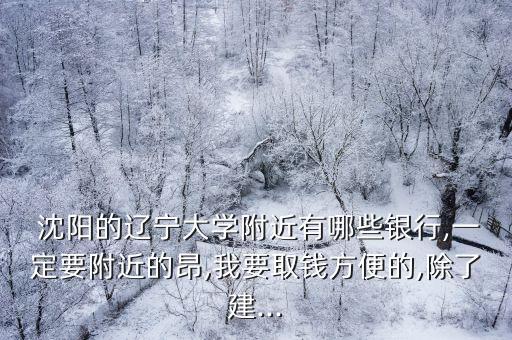  沈陽(yáng)的遼寧大學(xué)附近有哪些銀行,一定要附近的昂,我要取錢(qián)方便的,除了建...