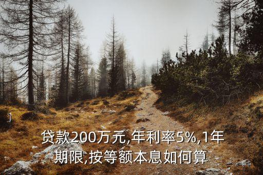  貸款200萬(wàn)元,年利率5%,1年期限,按等額本息如何算