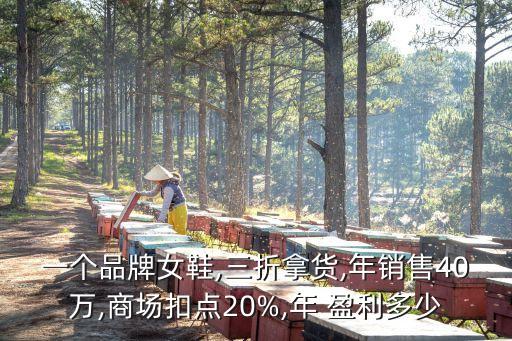 一個(gè)品牌女鞋,三折拿貨,年銷售40萬,商場(chǎng)扣點(diǎn)20%,年 盈利多少