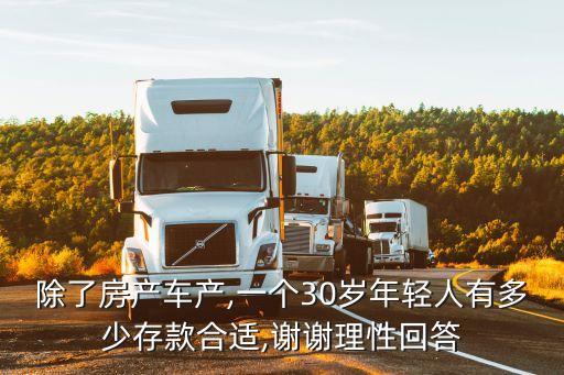 除了房產(chǎn)車產(chǎn),一個30歲年輕人有多少存款合適,謝謝理性回答