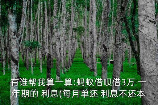有誰(shuí)幫我算一算:螞蟻借唄借3萬(wàn) 一年期的 利息(每月單還 利息不還本
