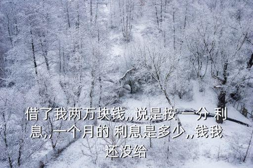 兩萬元一分二的利息是多少