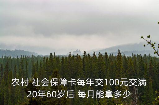 農(nóng)村 社會(huì)保障卡每年交100元交滿20年60歲后 每月能拿多少