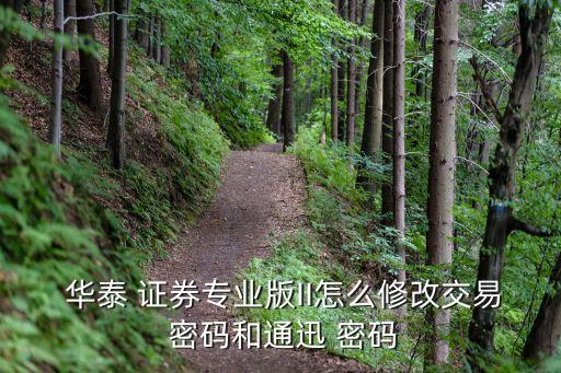  華泰 證券專業(yè)版II怎么修改交易 密碼和通迅 密碼