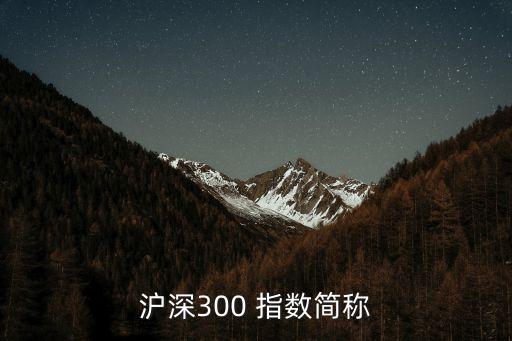 滬深300 指數(shù)簡(jiǎn)稱(chēng)