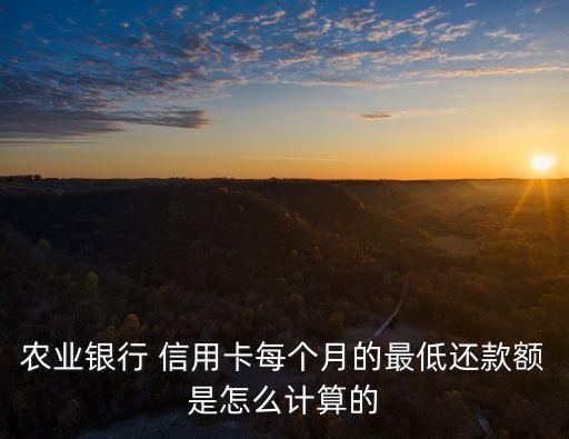 農(nóng)業(yè)銀行 信用卡每個(gè)月的最低還款額是怎么計(jì)算的