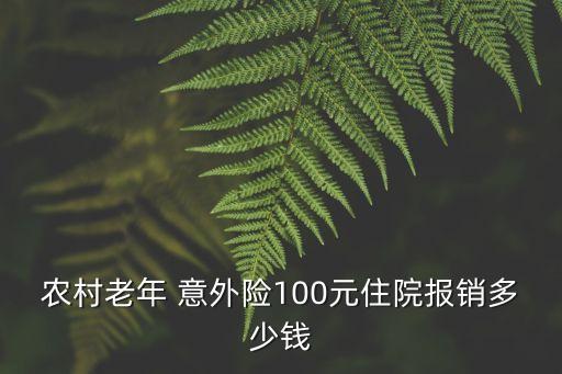 農(nóng)村老年 意外險100元住院報銷多少錢
