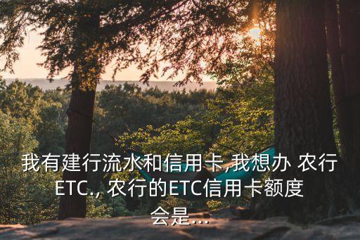 我有建行流水和信用卡,我想辦 農(nóng)行ETC., 農(nóng)行的ETC信用卡額度會是...