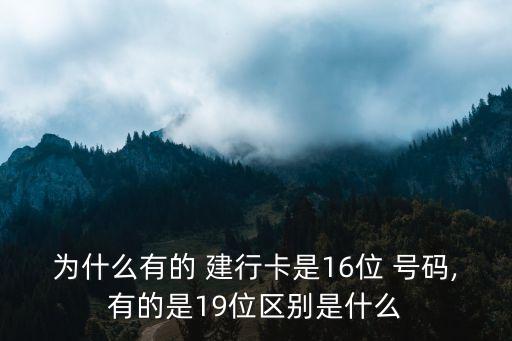 為什么有的 建行卡是16位 號(hào)碼,有的是19位區(qū)別是什么