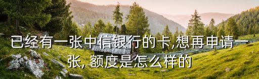 已經(jīng)有一張中信銀行的卡,想再申請一張, 額度是怎么樣的