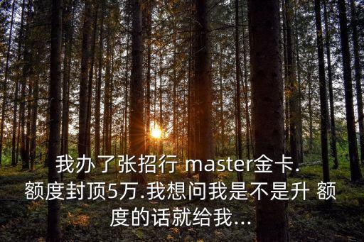 我辦了張招行 master金卡. 額度封頂5萬.我想問我是不是升 額度的話就給我...