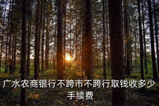廣水農(nóng)商銀行不跨市不跨行取錢(qián)收多少 手續(xù)費(fèi)