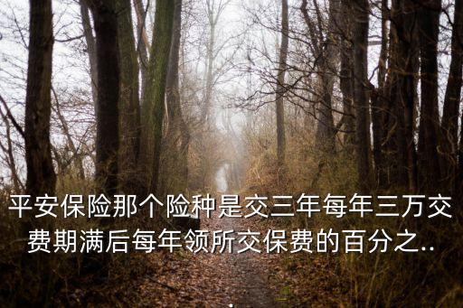 平安保險那個險種是交三年每年三萬交費期滿后每年領(lǐng)所交保費的百分之...