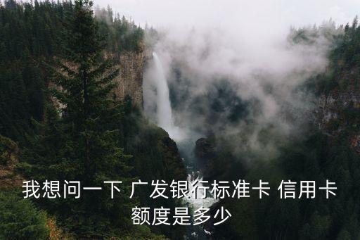 我想問(wèn)一下 廣發(fā)銀行標(biāo)準(zhǔn)卡 信用卡 額度是多少