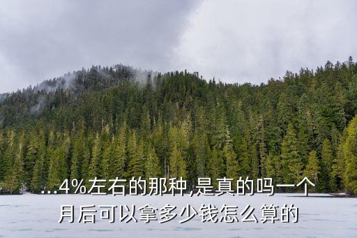...4%左右的那種,是真的嗎一個月后可以拿多少錢怎么算的