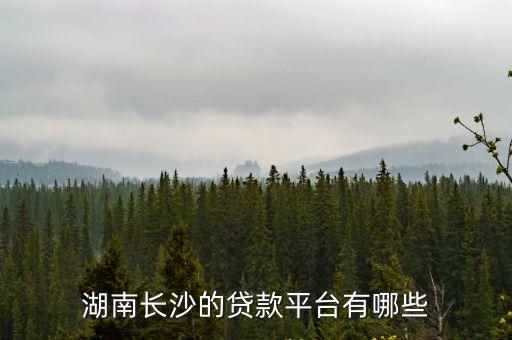 湖南長沙的貸款平臺有哪些