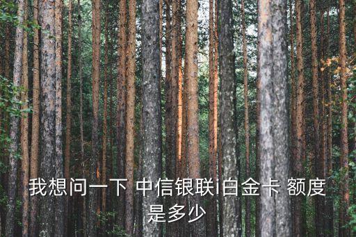 我想問一下 中信銀聯(lián)i白金卡 額度是多少
