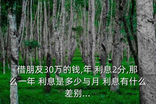 2分利息30萬是多少錢
