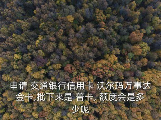交通銀行沃爾瑪銀聯(lián)普卡額度多少錢