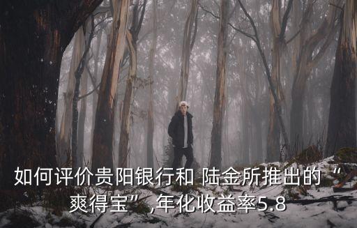 如何評(píng)價(jià)貴陽(yáng)銀行和 陸金所推出的“爽得寶”,年化收益率5.8