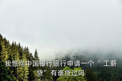 我想向中國銀行銀行申請一個“ 工薪貸”有誰貸過嗎
