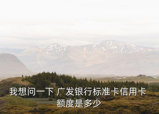 我想問一下 廣發(fā)銀行標準卡信用卡 額度是多少