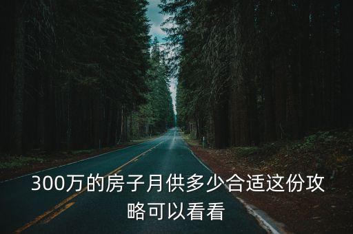  300萬(wàn)的房子月供多少合適這份攻略可以看看