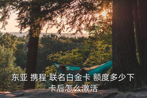 東亞 攜程 聯(lián)名白金卡 額度多少下卡后怎么激活