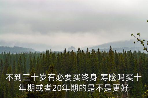 不到三十歲有必要買終身 壽險嗎買十年期或者20年期的是不是更好