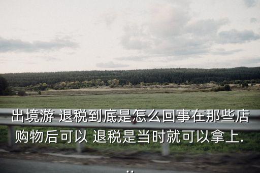 出境游 退稅到底是怎么回事在那些店購(gòu)物后可以 退稅是當(dāng)時(shí)就可以拿上...