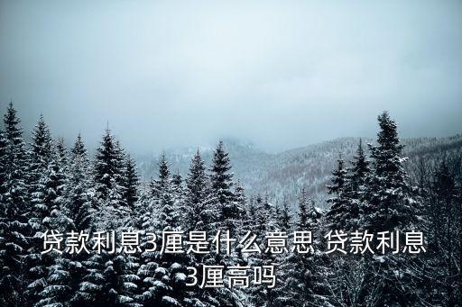貸款利率3厘1是多少,貸款3厘是多少