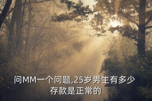 問MM一個(gè)問題,25歲男生有多少 存款是正常的