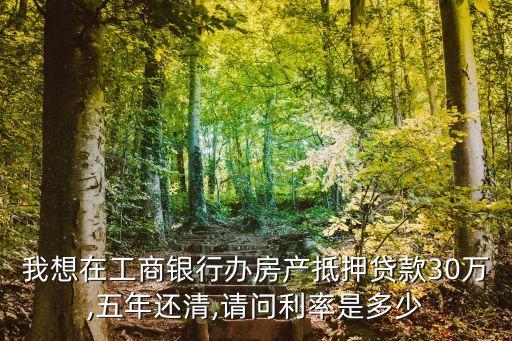 我想在工商銀行辦房產(chǎn)抵押貸款30萬,五年還清,請問利率是多少