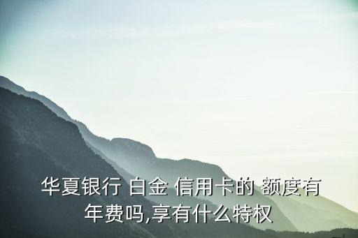 華夏標準白金信用卡額度是多少錢,華夏尊尚白金信用卡額度