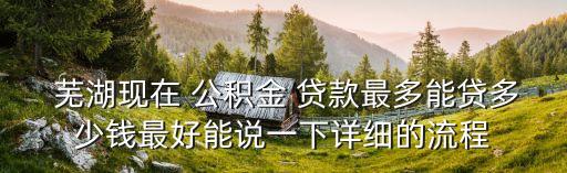  蕪湖現(xiàn)在 公積金 貸款最多能貸多少錢最好能說一下詳細(xì)的流程