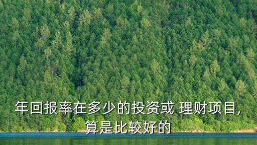 年回報率在多少的投資或 理財項目,算是比較好的