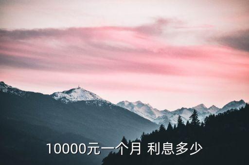 一萬一月利息是多少,借一萬一月利息多少