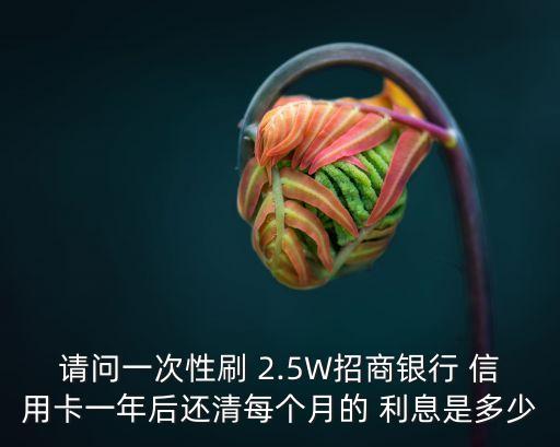 請問一次性刷 2.5W招商銀行 信用卡一年后還清每個(gè)月的 利息是多少