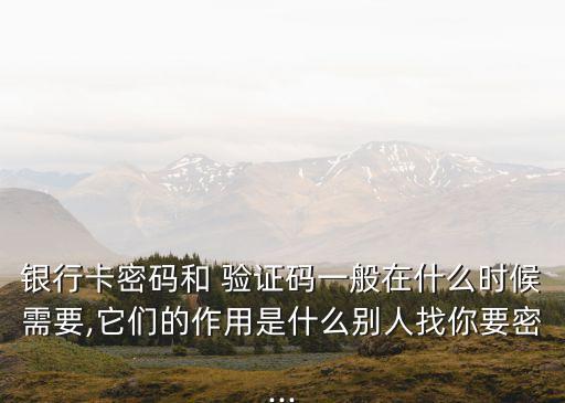 銀行卡密碼和 驗(yàn)證碼一般在什么時(shí)候需要,它們的作用是什么別人找你要密...