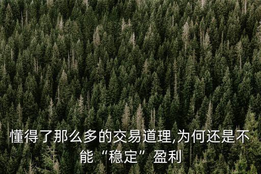 懂得了那么多的交易道理,為何還是不能“穩(wěn)定”盈利