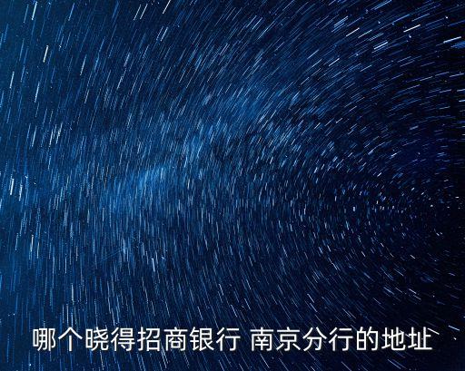 哪個(gè)曉得招商銀行 南京分行的地址