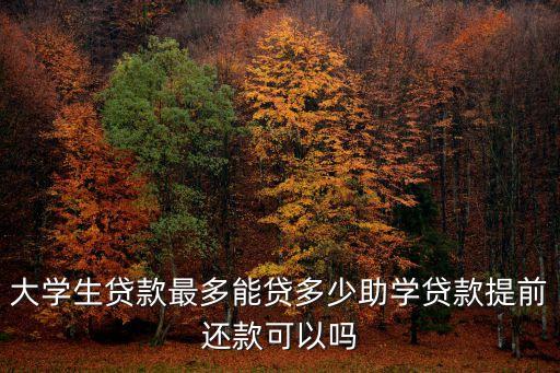 大學生貸款最多能貸多少助學貸款提前還款可以嗎