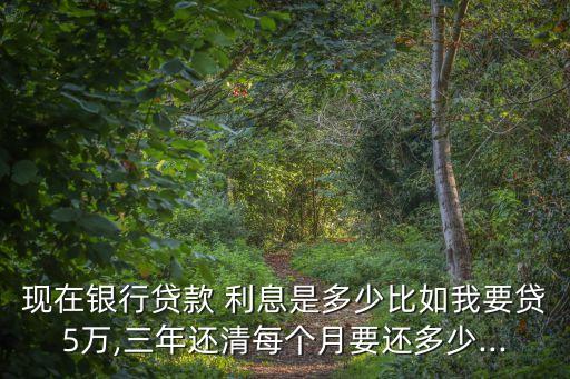 現(xiàn)在銀行貸款 利息是多少比如我要貸5萬,三年還清每個(gè)月要還多少...