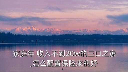  家庭年 收入不到20w的三口之家,怎么配置保險來的好