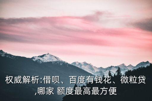 權(quán)威解析:借唄、百度有錢花、微粒貸,哪家 額度最高最方便