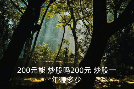 200元能 炒股嗎200元 炒股一年賺多少