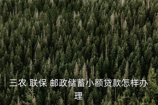 三農(nóng) 聯(lián)保 郵政儲(chǔ)蓄小額貸款怎樣辦理