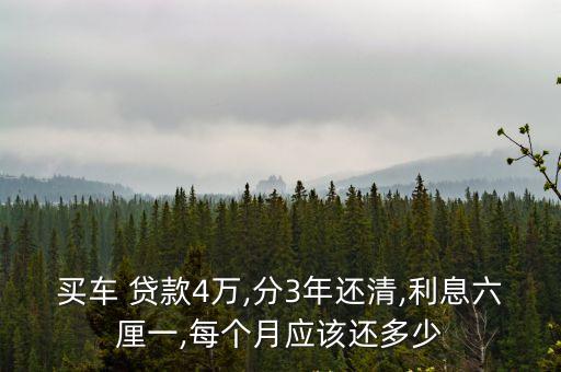買車 貸款4萬(wàn),分3年還清,利息六厘一,每個(gè)月應(yīng)該還多少