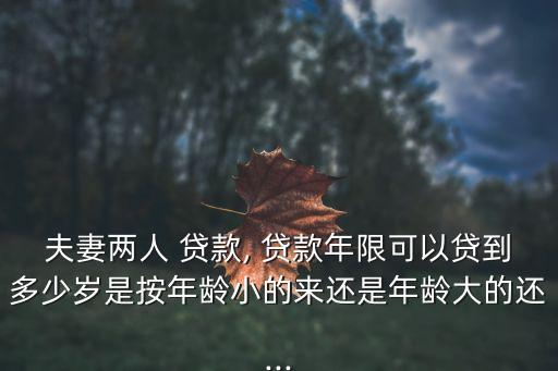 夫妻兩人 貸款, 貸款年限可以貸到多少歲是按年齡小的來還是年齡大的還...